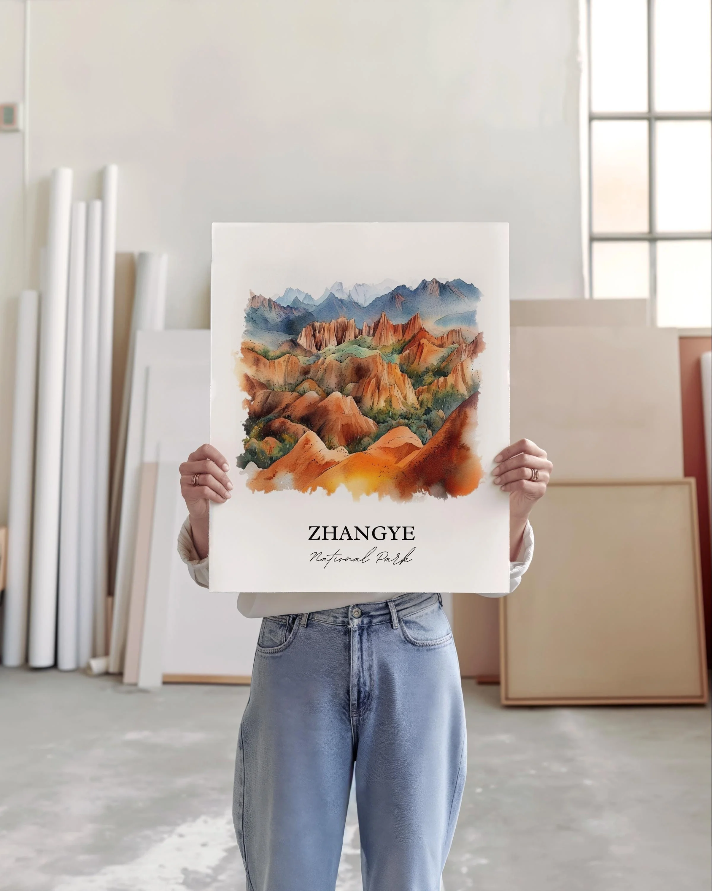 Zhangye National Park, China – Watercolor Art Print - Image 5