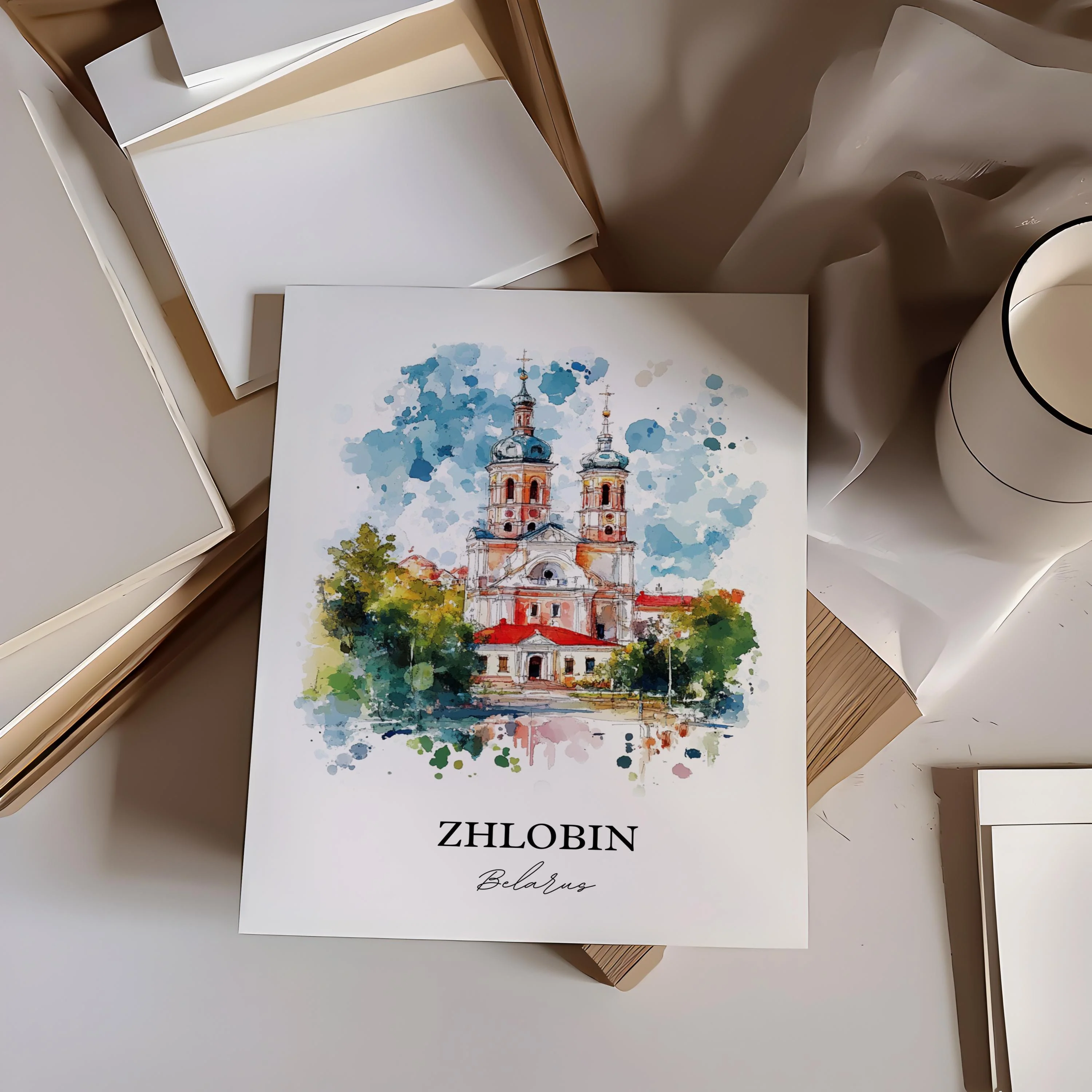 Zhlobin, Belarus – Watercolor Art Print - Image 6