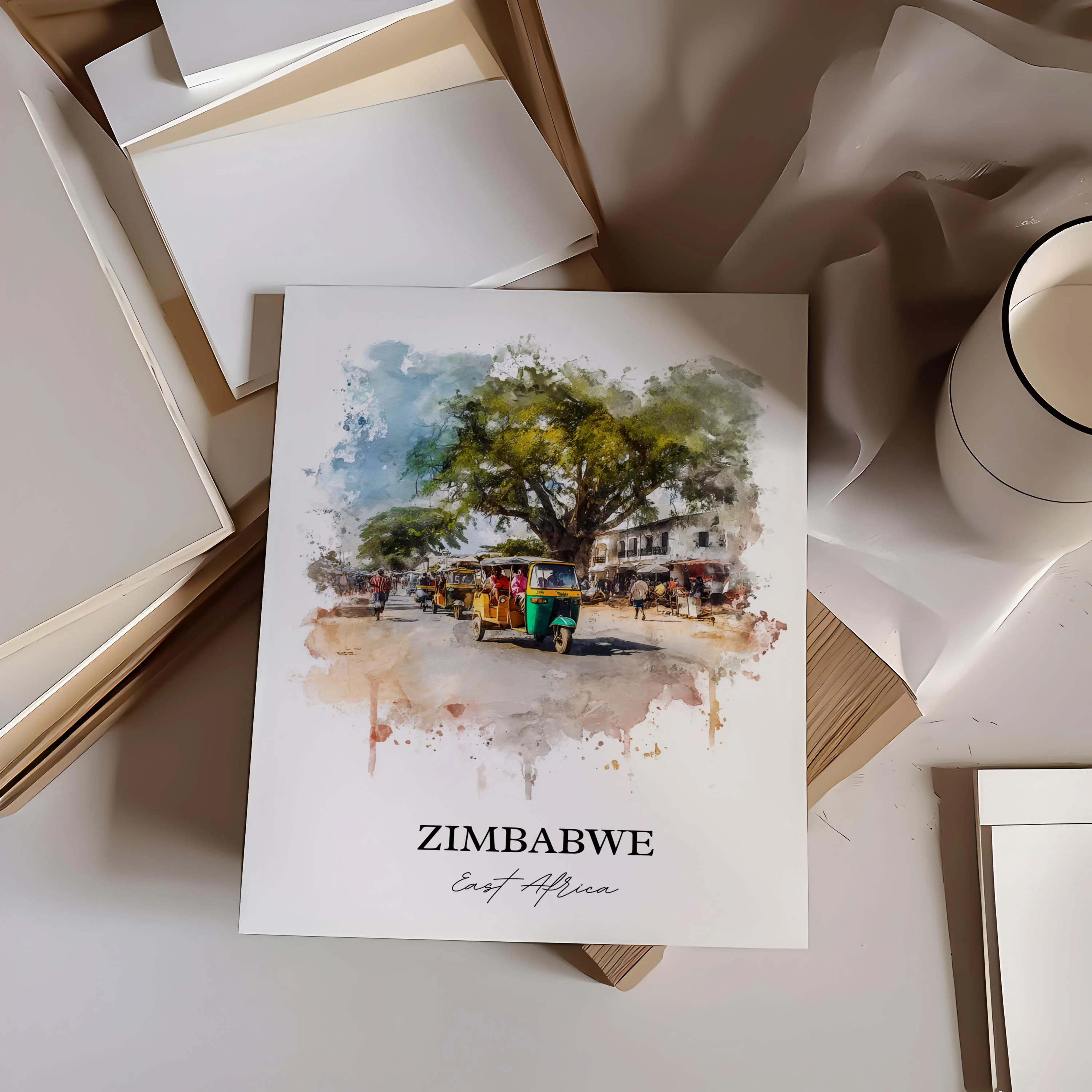 Zimbabwe, Zimbabwe – Watercolor Art Print - Image 5