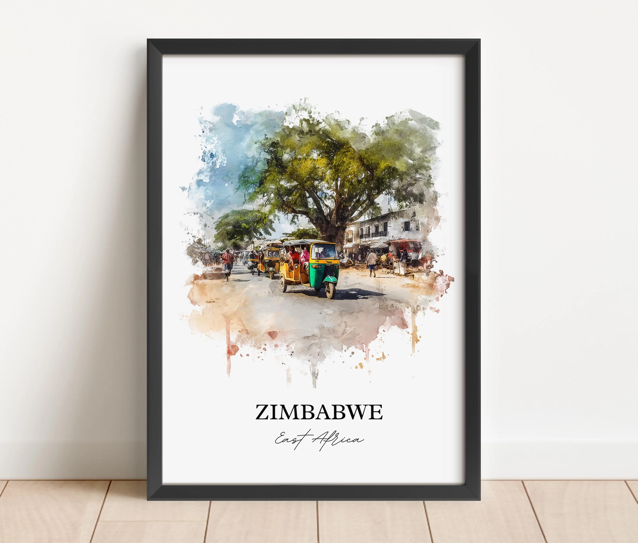 Zimbabwe, Zimbabwe – Watercolor Art Print - Image 6