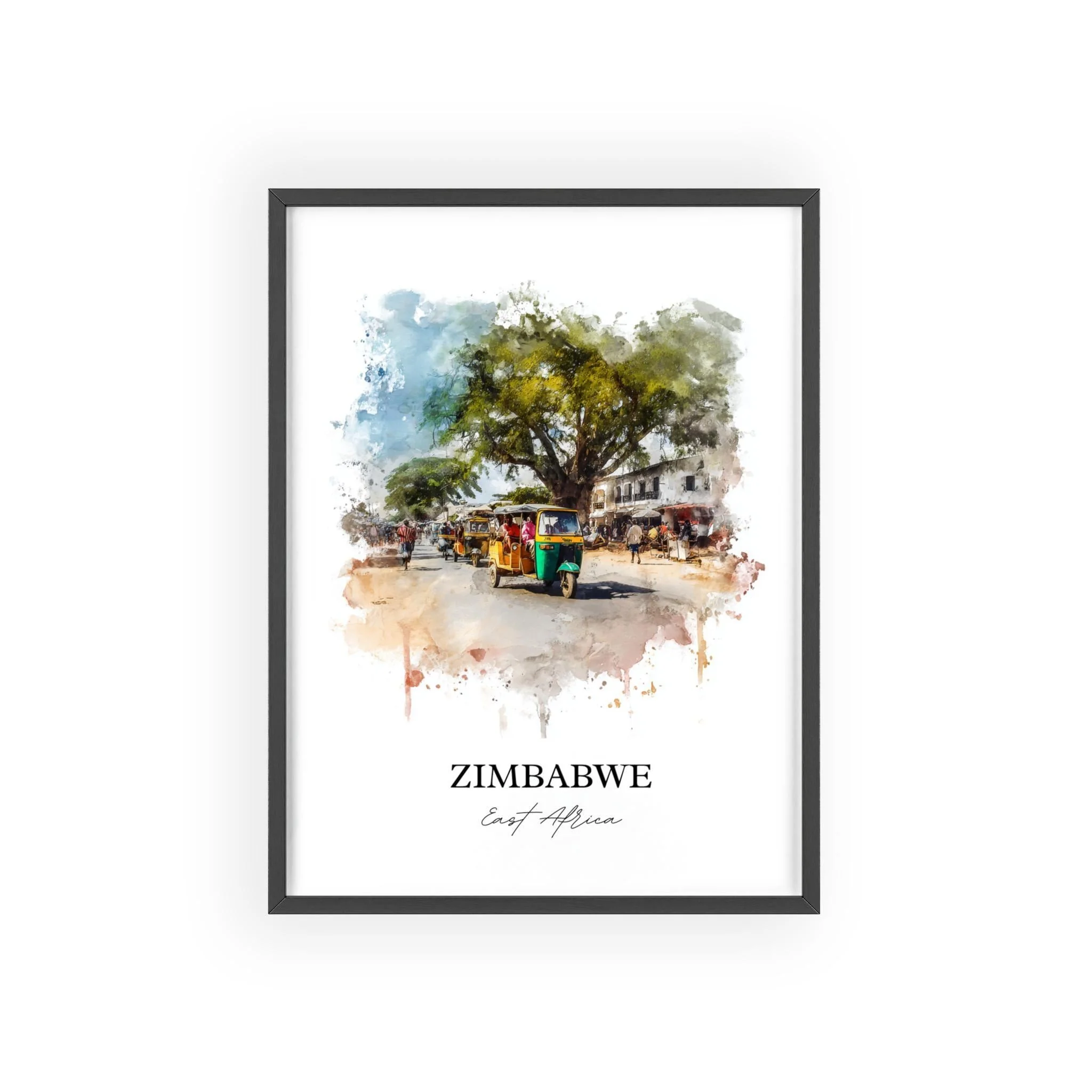 Zimbabwe, Zimbabwe – Watercolor Art Print - Image 7