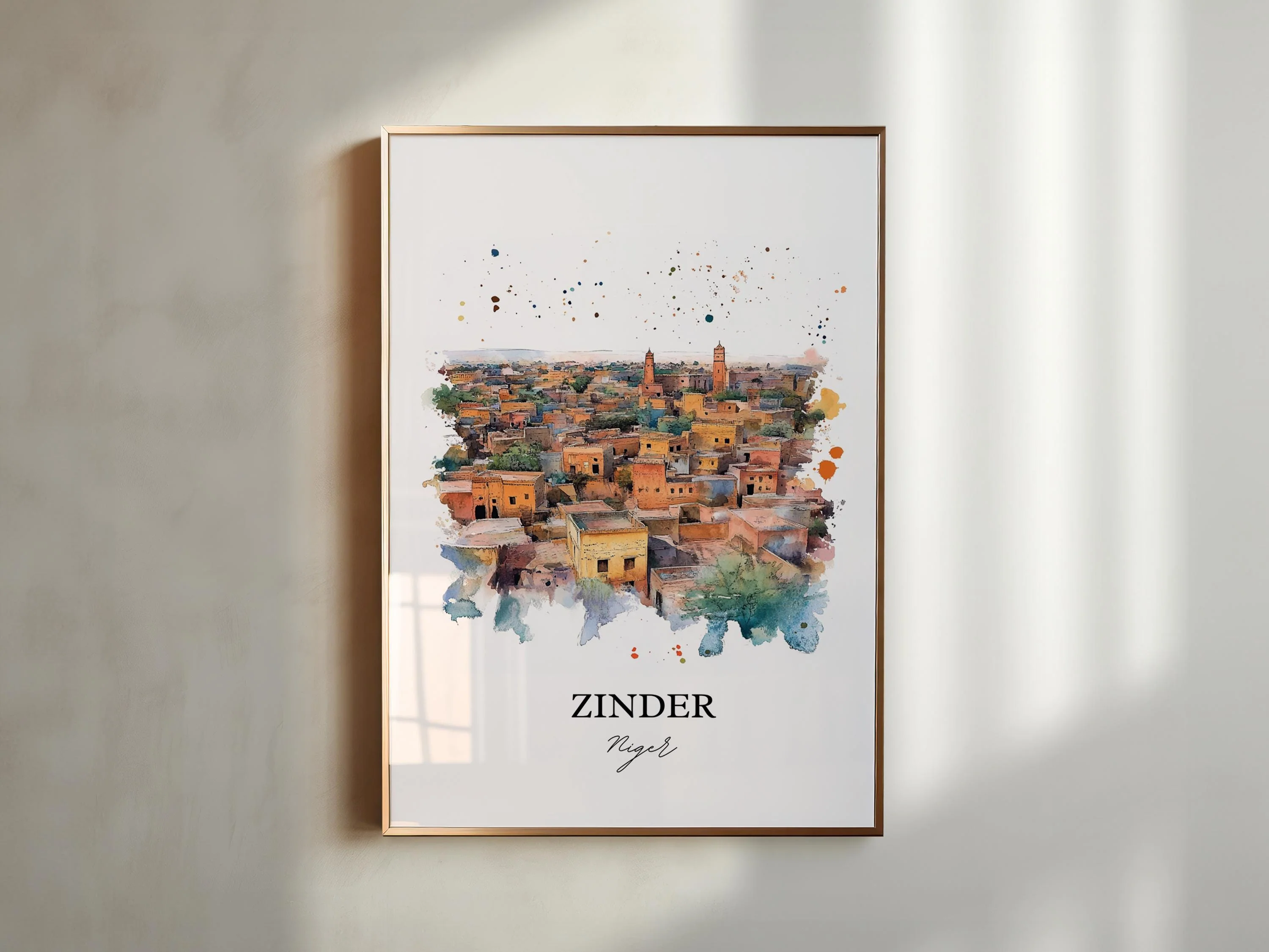 Zinder, Niger – Watercolor Art Print - Image 3