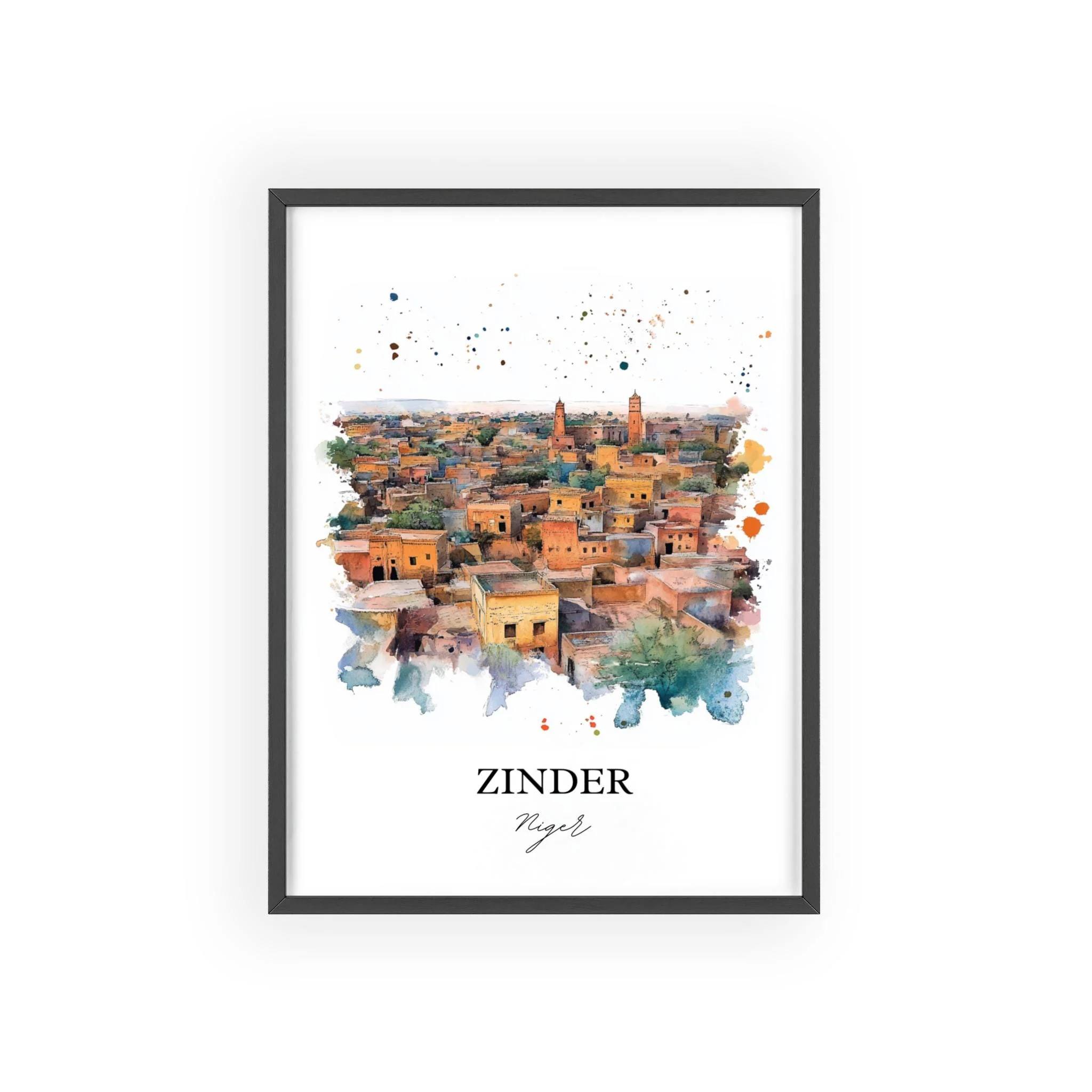 Zinder, Niger – Watercolor Art Print - Image 7