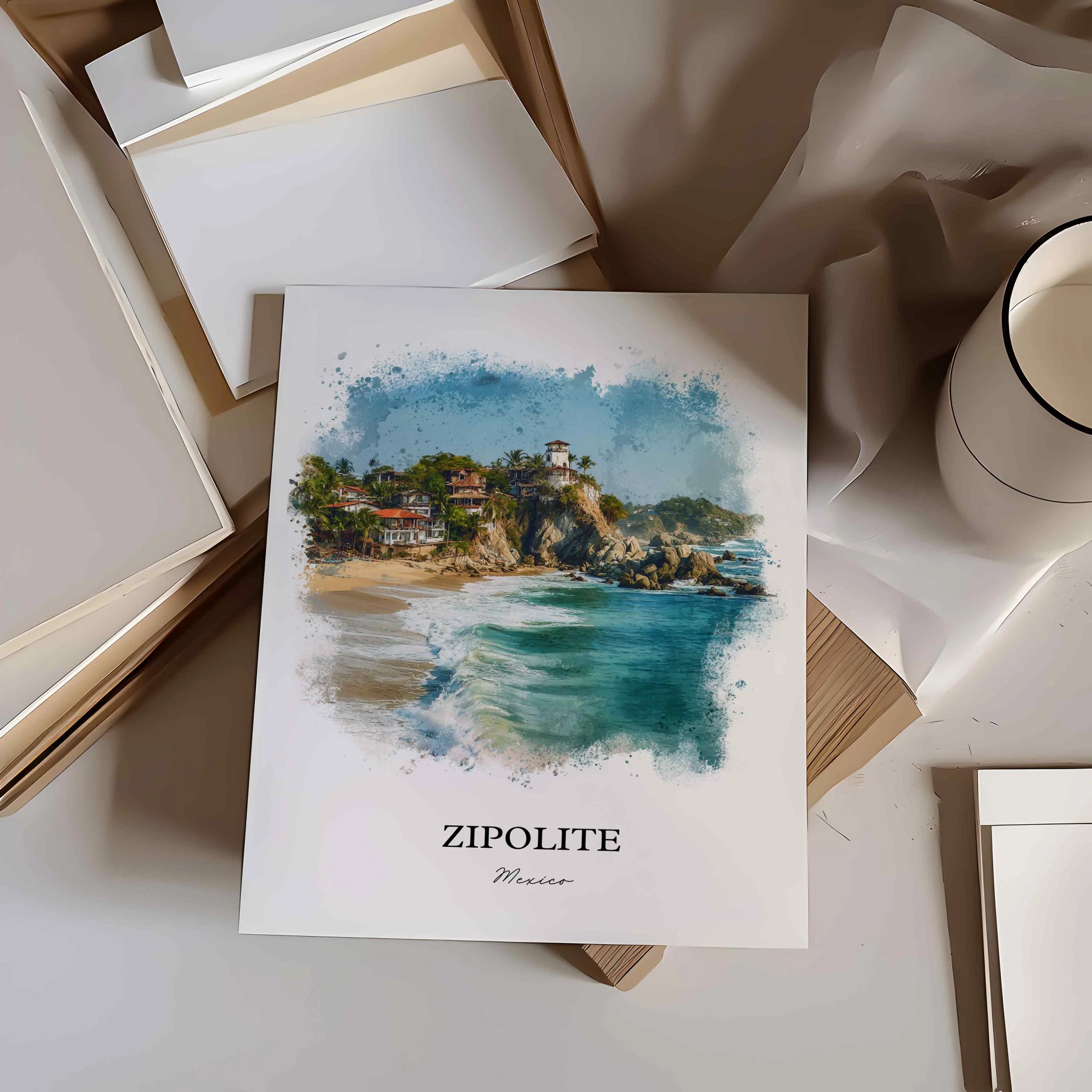 Zipolite, Oaxaca Mexico – Watercolor Art Print - Image 3